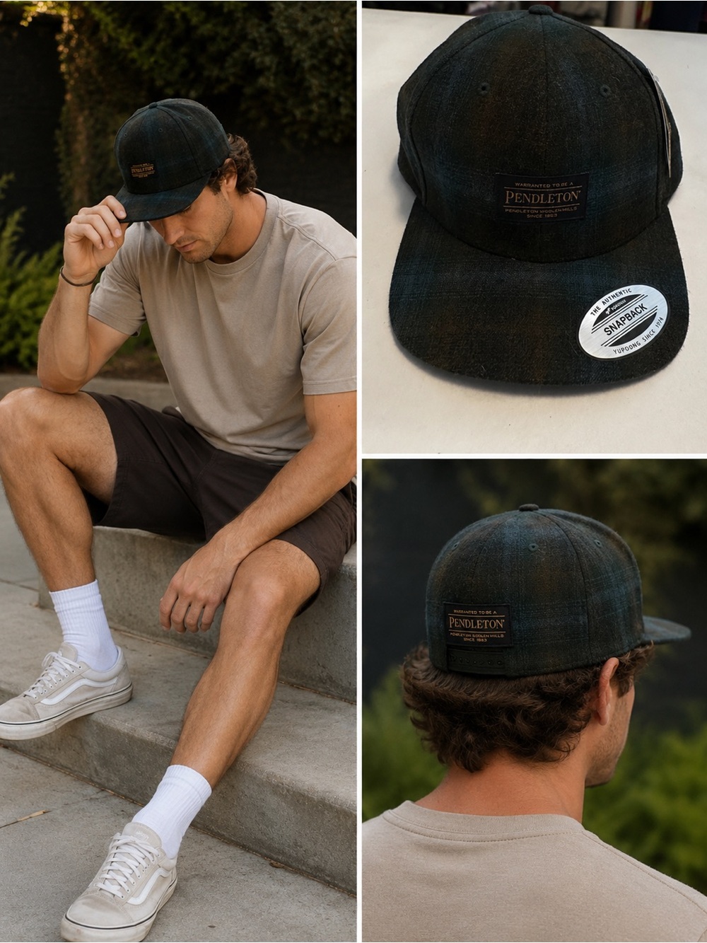 Pendleton 100% Virgin Wool Plaid Snapback Cap NWT